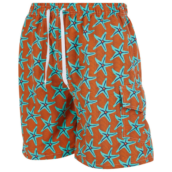 Mens Swimming Trunks, Beach Shorts, Vacation Swim Suit Cargo Pocket, Starfish - Picture 2 of 6
